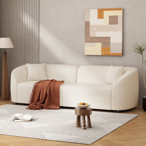 English Elm Christopher Knight Home® - 87" Curved Sofa In Beige: Luxurious Bouclé Fabric, Modern Design & Sturdy Frame For Stylish Living Spaces N767P2323857U