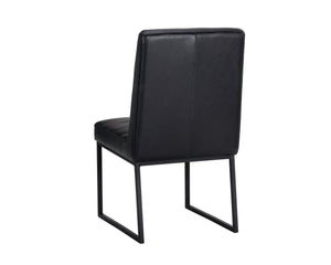 Sunpan Spyros Modern Dining Chair Set of 2 - Sleek Black Powder Coated Steel Frame with Faux Leather Elegance Coal Black
