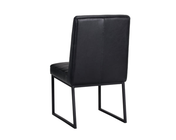 Sunpan Spyros Modern Dining Chair Set of 2 - Sleek Black Powder Coated Steel Frame with Faux Leather Elegance Coal Black