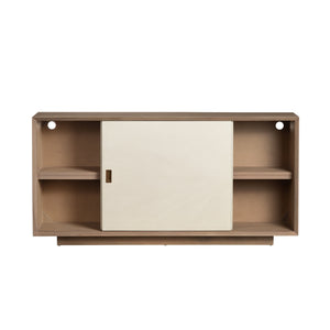 Crestview Collection Rustic 4 Door Media Credenza - Elegant Bayur Wood Sideboard With Cream Doors & Cord Management Brown Solid Wood Cvfdr1049