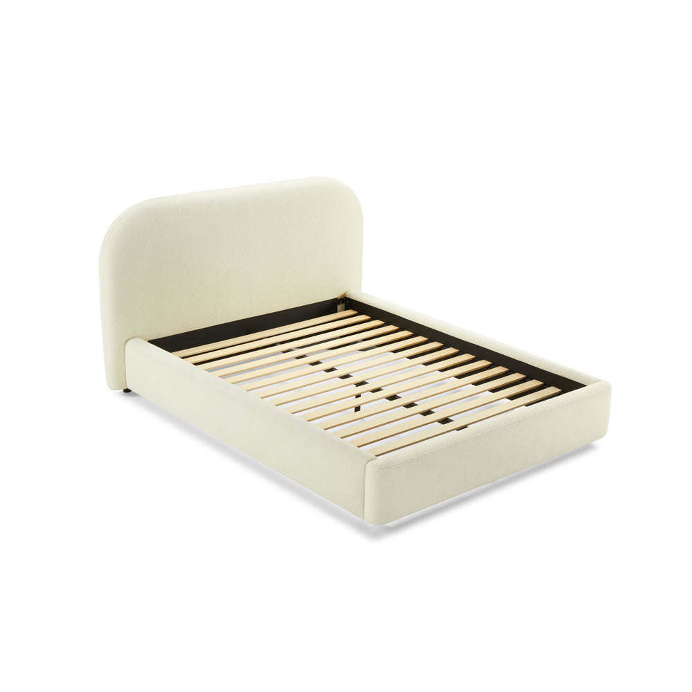 English Elm Arden Upholstered Eastern King Bed Frame with 15 Slats, Low Profile Design and 660lb Capacity Beige 69 L x 6 W x 43 H B2726S00371