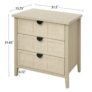 English Elm 3 Drawer Cabinet - Elegant Farmhouse Storage Solution For Bedroom, Living Room, Or Study Decor W688P225267