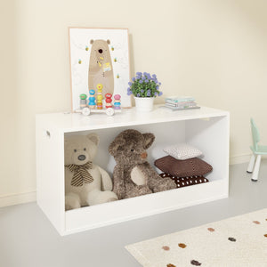English Elm Open Toy Storage Box for Kids White Wooden Organizer Bin - Open Front Plush & Book Holder, Modern Playroom Solution W808P298013