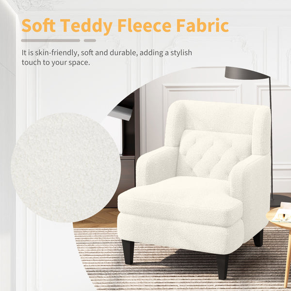 English Elm Christopher Knight Home® - Upholstered Teddy Fleece Armchair with Tufted Back, Contemporary Cozy Accent Seat for Living Room Beige N763P193158A