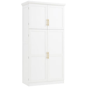 English Elm [assembly Included] Topmax Shaker Pantry Cabinet Tall Mdf Kitchen Storage with Pull-out Trays White SP000099AAK