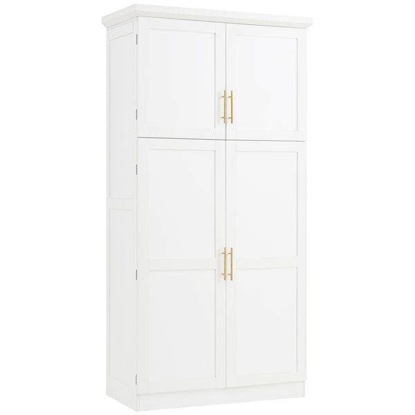 English Elm [assembly Included] Topmax Shaker Pantry Cabinet Tall Mdf Kitchen Storage with Pull-out Trays White SP000099AAK