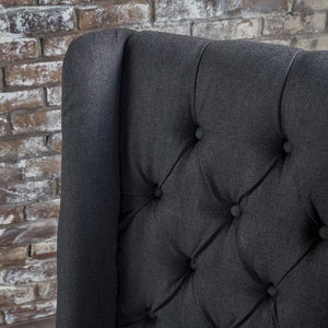 English Elm Dining Chair Set of Two Wingback Button Tufted High Back Birch Leg Upholstered Charcoal 61539.00DCL