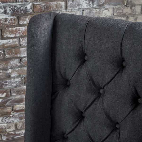 English Elm Dining Chair Set of Two Wingback Button Tufted High Back Birch Leg Upholstered Charcoal 61539.00DCL
