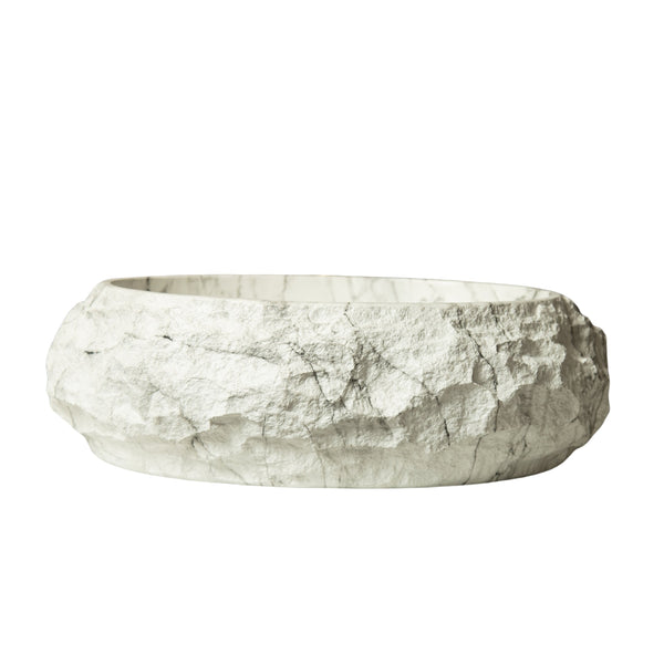 English Elm Luna 18" Bathroom Sink Irregular Oval Resin Vessel with Stone Pattern Artistic Durable Finish Ivory W2615P346504