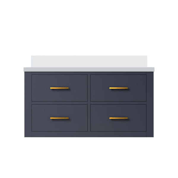 English Elm Blue Single-Sink Bath Vanity 36" W X 22" D With Elegant White Quartz Top & Soft-Close Hardware B2731P257967