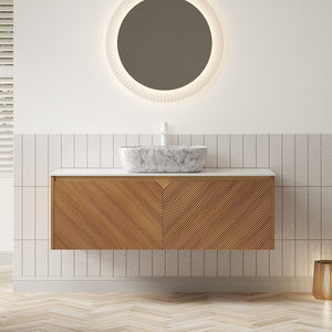 English Elm Ruben 48" Floating Bathroom Vanity & Sink - Modern Brown Oak Plywood Cabinet With Marble Vessel Basin W2615S00327-GIGA