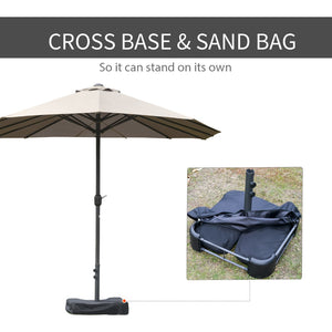 English Elm Outsunny 15' Double-Sided Patio Umbrella With Steel Frame, Easy Crank & Expansive Sun Protection W2225P174247-GIGA
