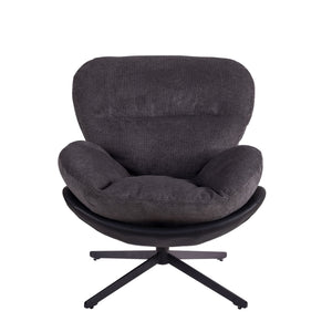 English Elm Christopher Knight Home® - 360° Swivel Office Chair Chenille and Faux Leather Accent with Metal Base, Ergonomic Plush Seating for Home and Office Black,Dark Gray N817P205024H