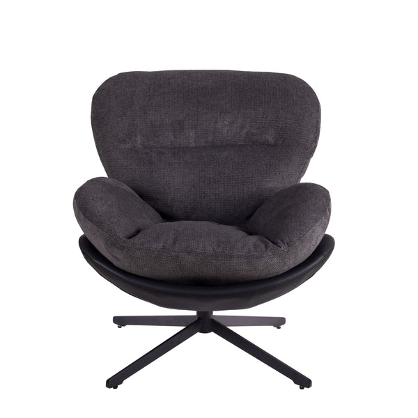 English Elm Christopher Knight Home® - 360° Swivel Office Chair Chenille and Faux Leather Accent with Metal Base, Ergonomic Plush Seating for Home and Office Black,Dark Gray N817P205024H