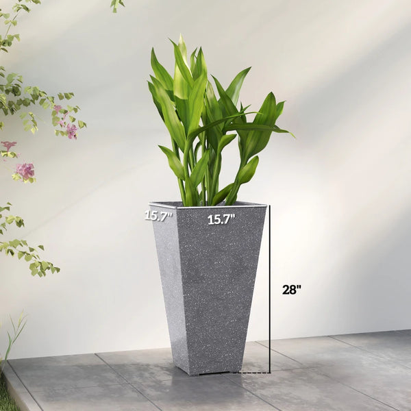English Elm Tall Stackable Polypropylene Outdoor Planters Set of 2 Tapered Patio Flower Pots T3971P459673