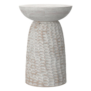 English Elm Boyd Hand-carved Solid Mango Wood Accent Table with White Finish for Modern Living White Washed B136P414661