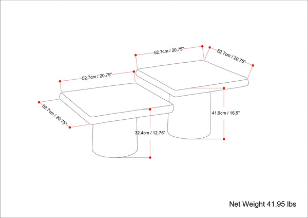English Elm Zachary Cast Aluminum 2-Piece Coffee Table Set in Graphite & Black Nickel – Handcrafted, Textured Chic B136P239030