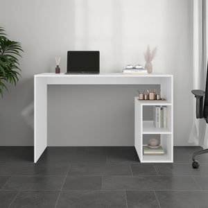 English Elm Wenge Finish Writing Desk with Open Shelving for Small Home Office Spaces White B062P476863