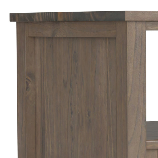 English Elm Ela Handcrafted Solid Wood End Table in Smoky Brown Finish with Drawer & Open Shelf, 18"x20" B136P203477