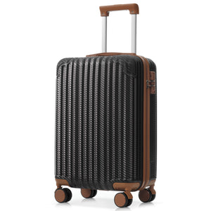 English Elm 6-piece Hardshell Abs Luggage Set with Spinner Wheels Tsa Lock and Scratch Resistant Shell Black Brown N730P354689B