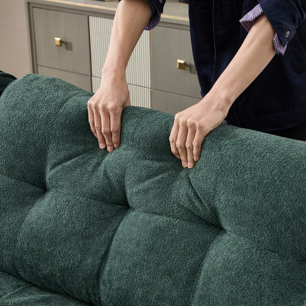 English Elm Modular Cloud Sectional Sofa Flannelette Deep Seat Couch for Living Room with Pillows Green W2120S00031