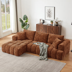 English Elm Chenille L-Shape Oversized Luxury Sectional Sofa - Minimalist Design, Comfy Sleeper For Any Room W2339S00040