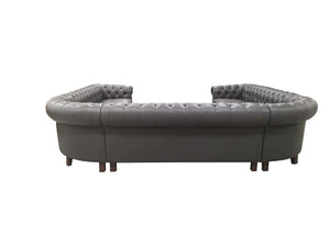 English Elm Chesterfield Button Tufted U-shape Sectional Leather Match Seating for Spacious Rooms Blue Gray B2748S00150