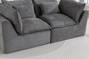 English Elm 74.8" Oversized Modular Cloud Sofa Deep Seat Cotton Linen Upholstered Living Room Couch Antique Grey W2530P458025