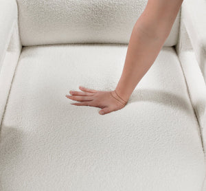 English Elm Luxury Modern Boucle Accent Chair with Plywood Frame, Pocket Coil Support, Foam Padding, 300lb Capacity Beige 30 L x 25 W x 19.5 H B011P304424