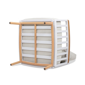 English Elm Jennifer Taylor Home - Calarono Teak & Aluminum Patio Accent Arm Chair Set of 2 — Sand Dune Chenille Cushions, UV‑Resistant Comfort, Rust‑Proof Frame (32x30x30) B2719P320844