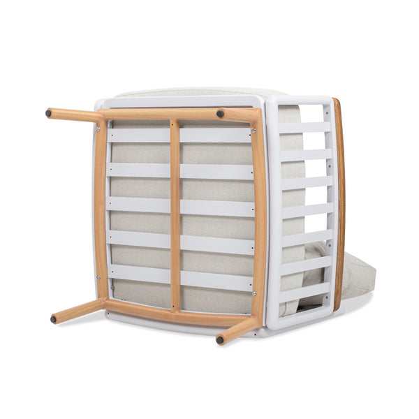 English Elm Jennifer Taylor Home - Calarono Teak & Aluminum Patio Accent Arm Chair Set of 2 — Sand Dune Chenille Cushions, UV‑Resistant Comfort, Rust‑Proof Frame (32x30x30) B2719P320844