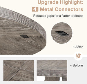 English Elm 47 Inch Round Pedestal Dining Table Distressed Farmhouse Mdf Top Seats Four Grey T3971P419255