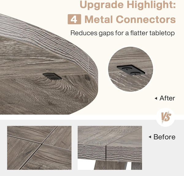 English Elm 47 Inch Round Pedestal Dining Table Distressed Farmhouse Mdf Top Seats Four Grey T3971P419255