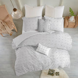 Urban Habitat Brooklyn Shabby Chic Cotton Jacquard Duvet Cover Set with Euro Shams and Throw Pillows UH12-2164 Grey