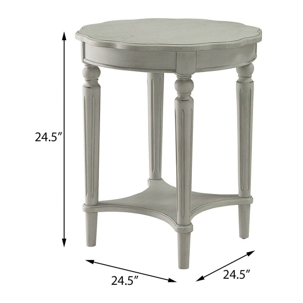 English Elm Antique Slate End Table With Open Shelf - French-Inspired Elegance For Living Rooms & Bedrooms B062P189202