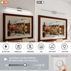 English Elm Modern Led Vanity Lights - 39In 24W Daylight White Chrome Fixtures For Stylish Bathroom Illumination W2312P374949