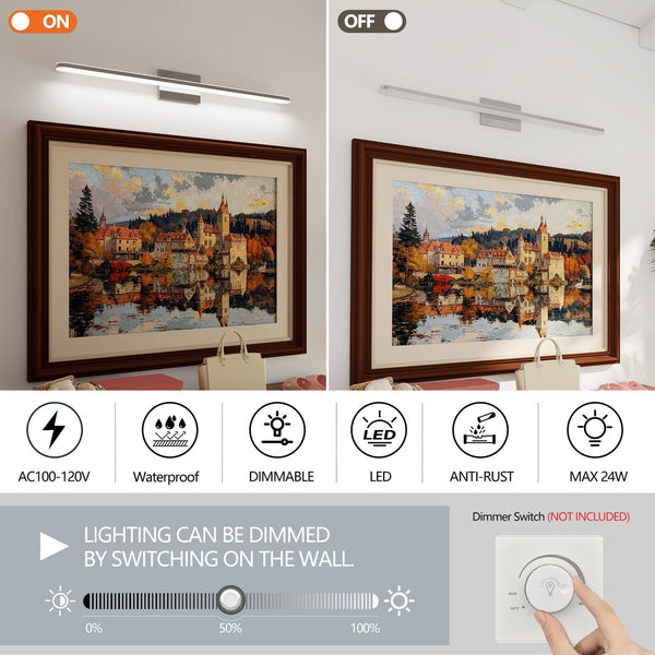 English Elm Modern Led Vanity Lights - 39In 24W Daylight White Chrome Fixtures For Stylish Bathroom Illumination W2312P374949