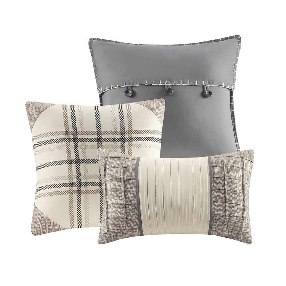 English Elm 6 Piece Herringbone Quilt Set With Decorative Pillows - Cozy Lodge Style For King/Cal King Beds B03597578