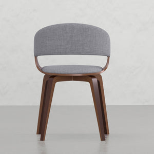 English Elm Ridley Bentwood Dining Chair Light Grey Linen-Look Upholstered Mid-Century Modern Curved Comfort B2732P253620