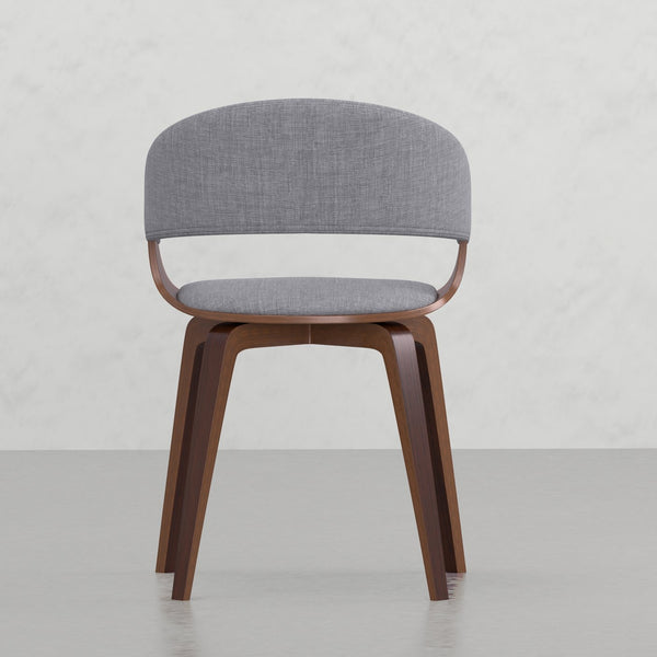 English Elm Ridley Bentwood Dining Chair Light Grey Linen-Look Upholstered Mid-Century Modern Curved Comfort B2732P253620