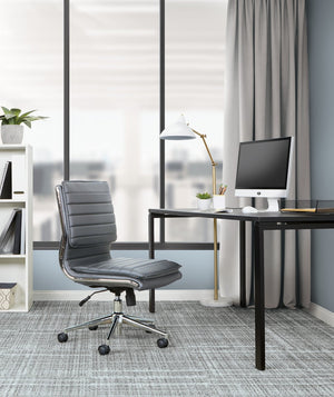 OSP Home Furnishings Armless Mid-back Faux Leather Office Chair with Lumbar Support and Chrome Base Charcoal SPX23592C-U42