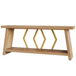 English Elm 2-tier Industrial Console Table Rustic Wood and Black Metal Frame Entryway Sofa T3971P460957