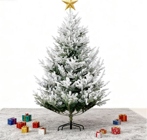 English Elm Flocked Artificial Christmas Tree 6 Ft Nordic Pine 795 Tips Auto Open Steel Base T3971P419175