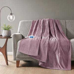 JLA Home Beautyrest - Throw Oversized Heated Plush Throw with Secure Comfort Tech, Low EMF, Machine Washable, 5-Year Warranty Lavender BR54-0665