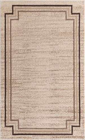 Unique Loom Oasis Fountain Machine Made Border Rug Brown, Beige/Light Brown/Ivory 5' 0" x 8' 0"