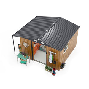 English Elm 10x12 Ft Galvanized Steel Outdoor Shed Dual Zone Lockable Sliding Doors Backyard Storage Yellow W1598S00033