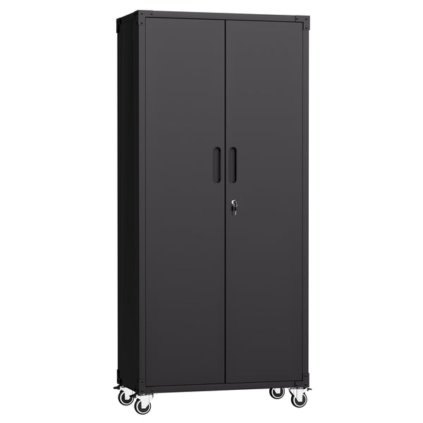 English Elm 71" Rolling Steel Garage Cabinet Lockable Doors Adjustable Shelves Heavy Duty T2398P413023