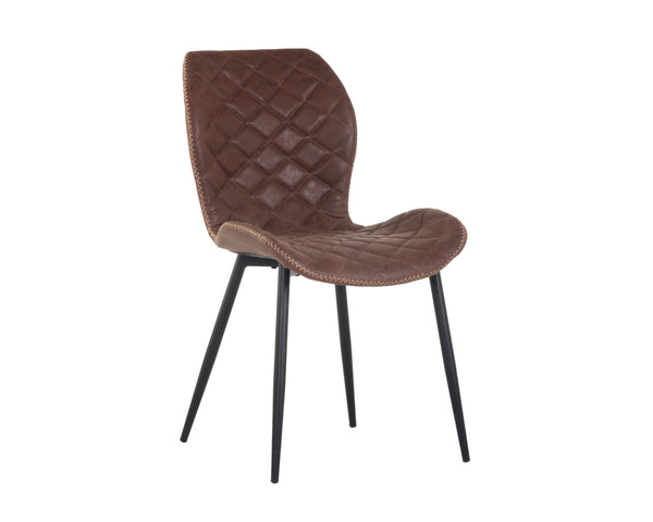 Sunpan Lyla Dining Chair Set - Chic Faux Leather Design with Diamond Tufting and Stylish Steel Legs Black / Antique Brown