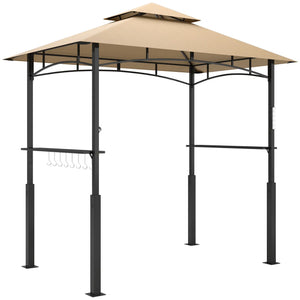 English Elm Outdoor Grill Gazebo with Vented Double Canopy Side Awning and Steel Frame T3971P398991