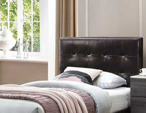 English Elm 1pc Twin Platform Bed Faux Leather Upholstered Frame Adjustable Headboard Modern B011P414677